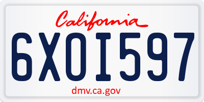 CA license plate 6XOI597