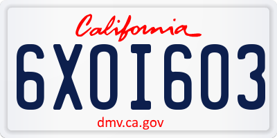 CA license plate 6XOI603