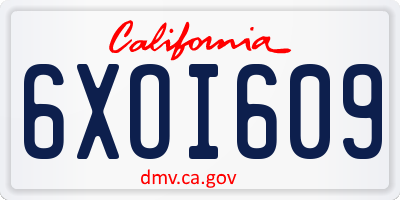 CA license plate 6XOI609