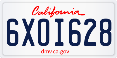 CA license plate 6XOI628