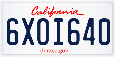 CA license plate 6XOI640