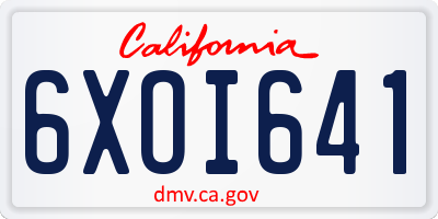 CA license plate 6XOI641
