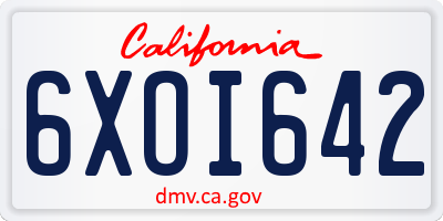 CA license plate 6XOI642