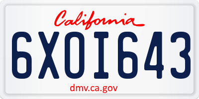 CA license plate 6XOI643