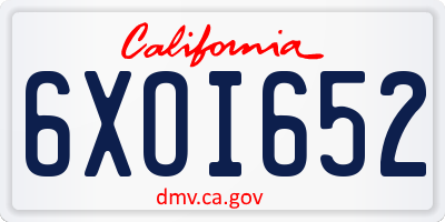 CA license plate 6XOI652