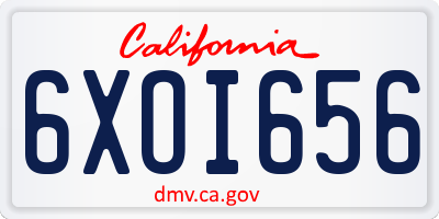CA license plate 6XOI656