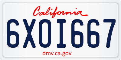 CA license plate 6XOI667