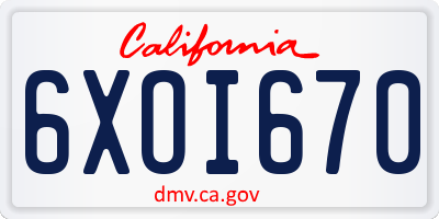 CA license plate 6XOI670