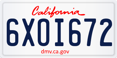 CA license plate 6XOI672