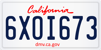 CA license plate 6XOI673