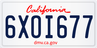 CA license plate 6XOI677