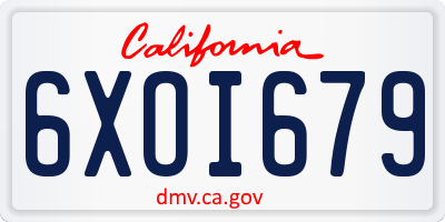 CA license plate 6XOI679