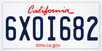 CA license plate 6XOI682