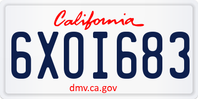 CA license plate 6XOI683