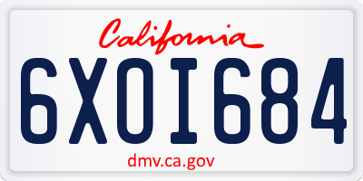 CA license plate 6XOI684