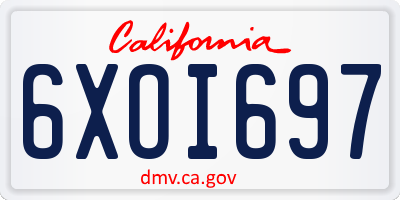 CA license plate 6XOI697