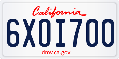 CA license plate 6XOI700