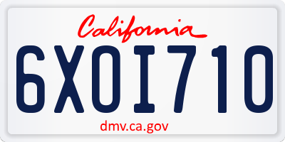 CA license plate 6XOI710