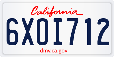 CA license plate 6XOI712