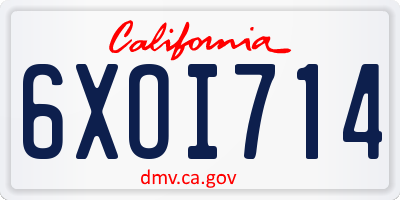 CA license plate 6XOI714