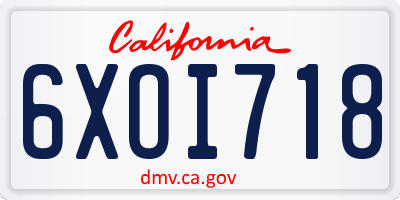 CA license plate 6XOI718