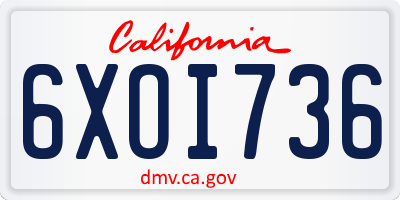 CA license plate 6XOI736