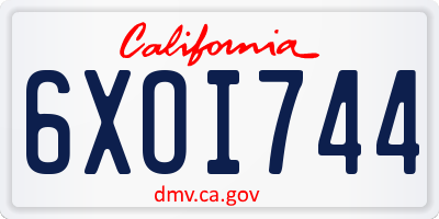 CA license plate 6XOI744