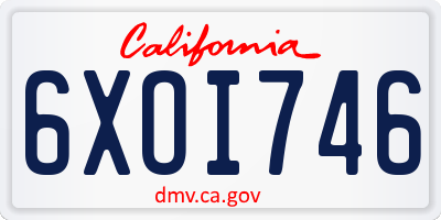 CA license plate 6XOI746