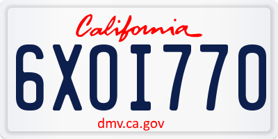 CA license plate 6XOI770
