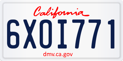 CA license plate 6XOI771
