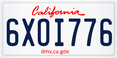 CA license plate 6XOI776