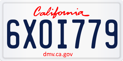 CA license plate 6XOI779