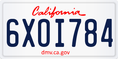 CA license plate 6XOI784