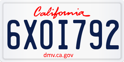 CA license plate 6XOI792