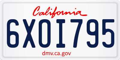 CA license plate 6XOI795
