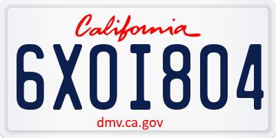 CA license plate 6XOI804