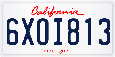 CA license plate 6XOI813