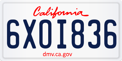 CA license plate 6XOI836