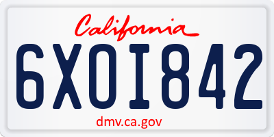 CA license plate 6XOI842