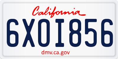CA license plate 6XOI856