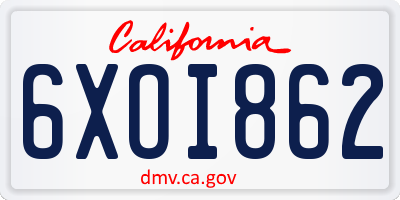 CA license plate 6XOI862