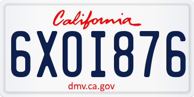 CA license plate 6XOI876