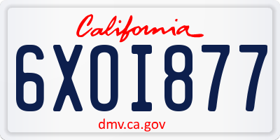 CA license plate 6XOI877