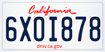 CA license plate 6XOI878