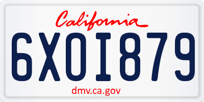 CA license plate 6XOI879