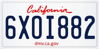 CA license plate 6XOI882