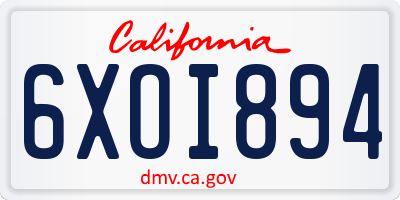 CA license plate 6XOI894