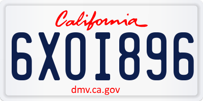 CA license plate 6XOI896