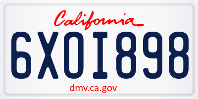 CA license plate 6XOI898