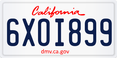 CA license plate 6XOI899